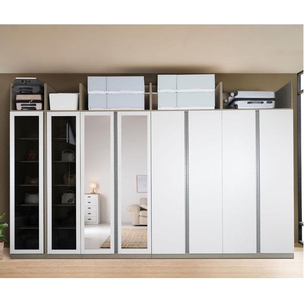 Wardrobe 400 cm. Blox Fit in White Linen White White