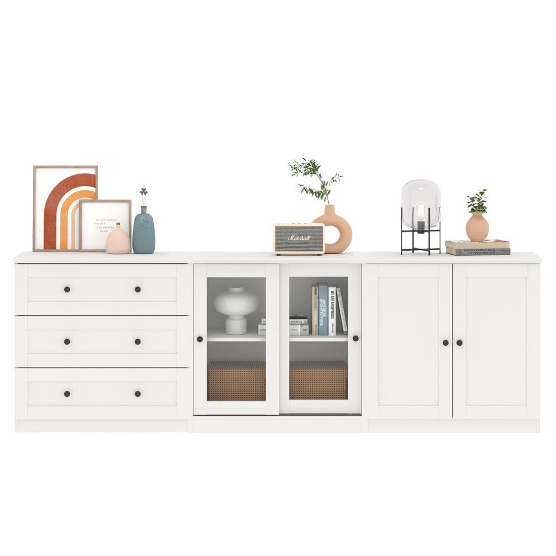 Storage Furniture Moneta 240 cm. White White