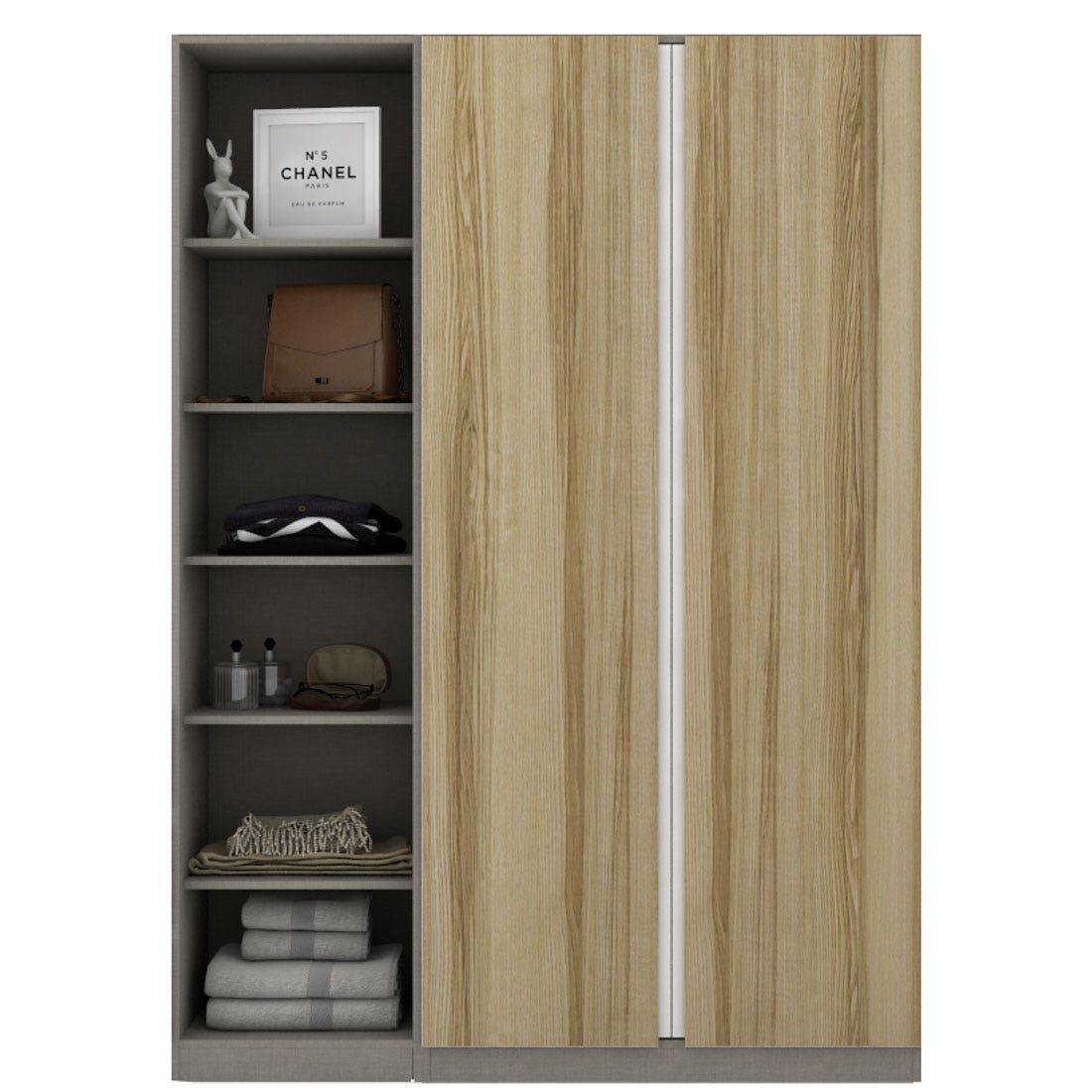 Wardrobe 150 cm. Blox Fit in Light Wood Light Wood Light Wood