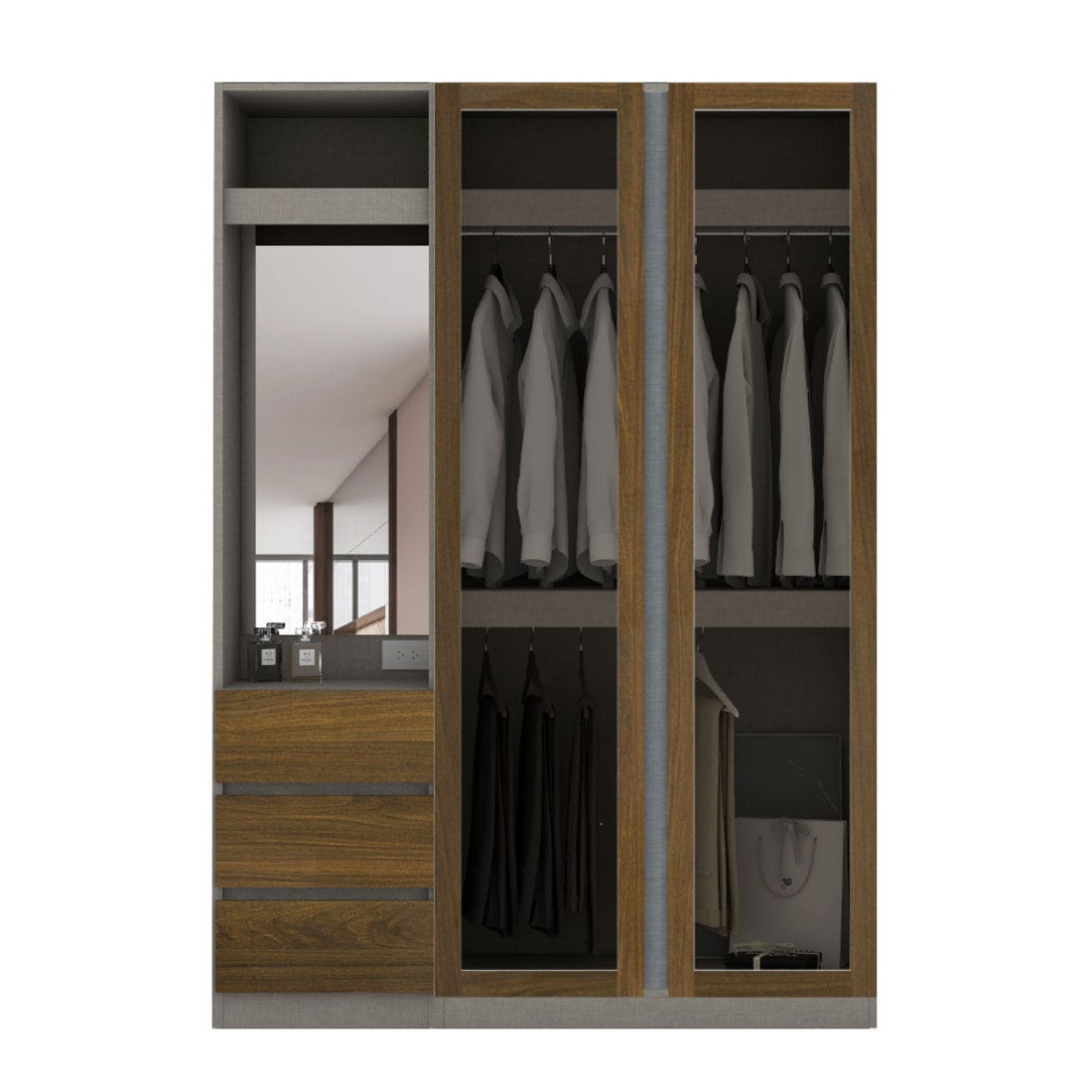 Wardrobe 150 cm. Blox Fit in Dark Wood Dark Wood Dark Wood Dark Wood