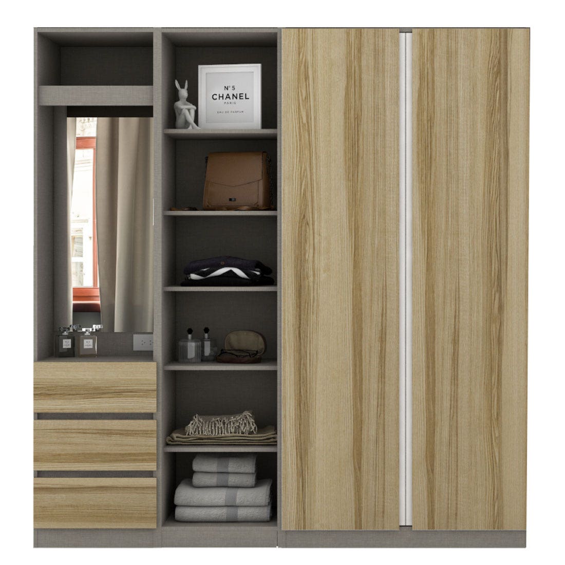 Wardrobe 200 cm. Blox Fit in Light Wood Light Wood Light Wood