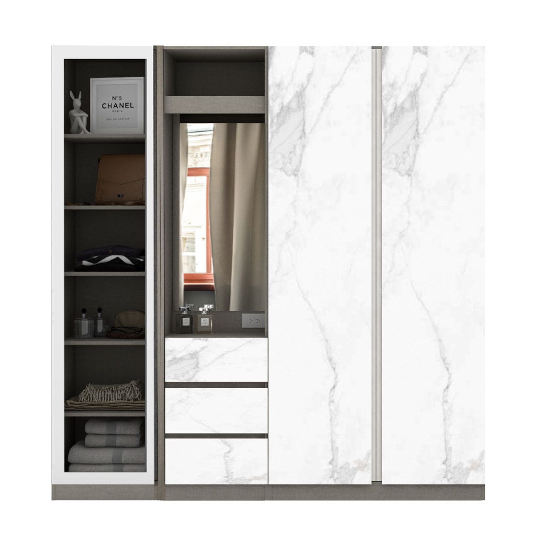 Wardrobe 200 cm. Blox Fit in White Mable Multi-color Multi-color