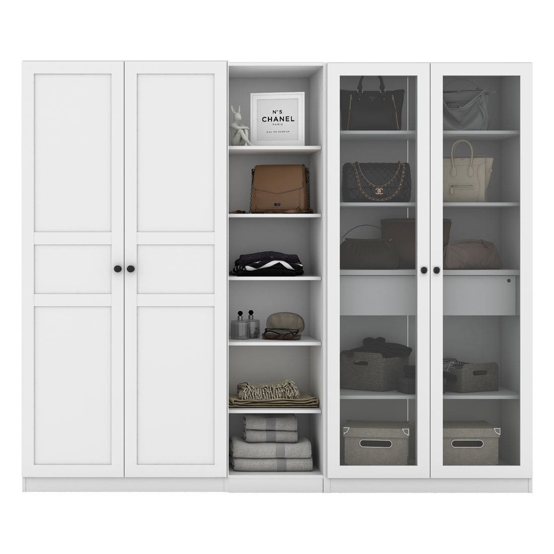 Wardrobe 250 cm. Blox Fit in White White White White