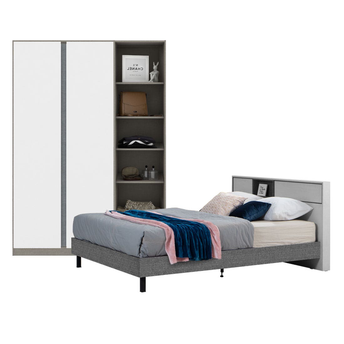 Bedroom Sets Paris5' & Blox WD150 Light Grey White