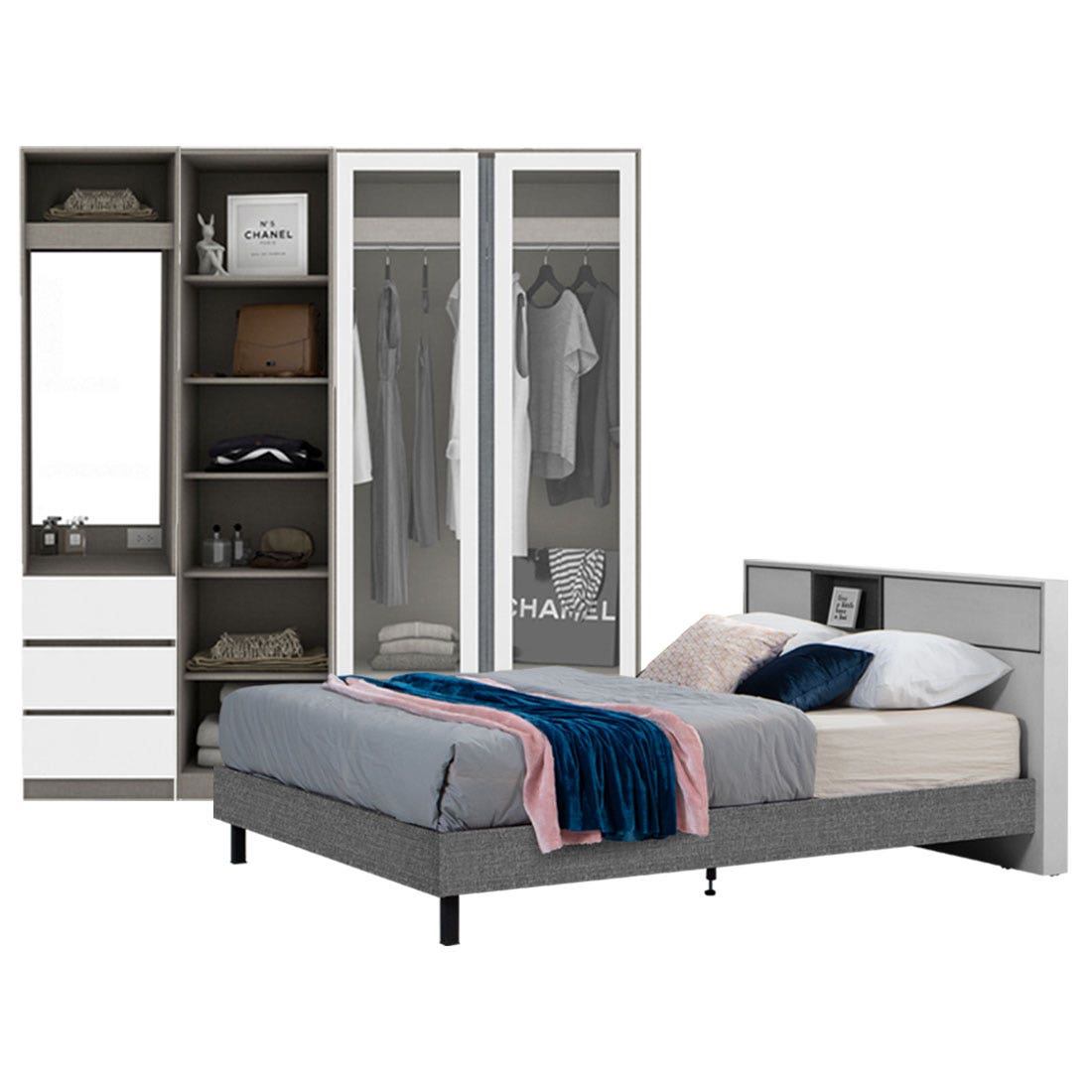 Bedroom Sets Paris5' & WD200 White White