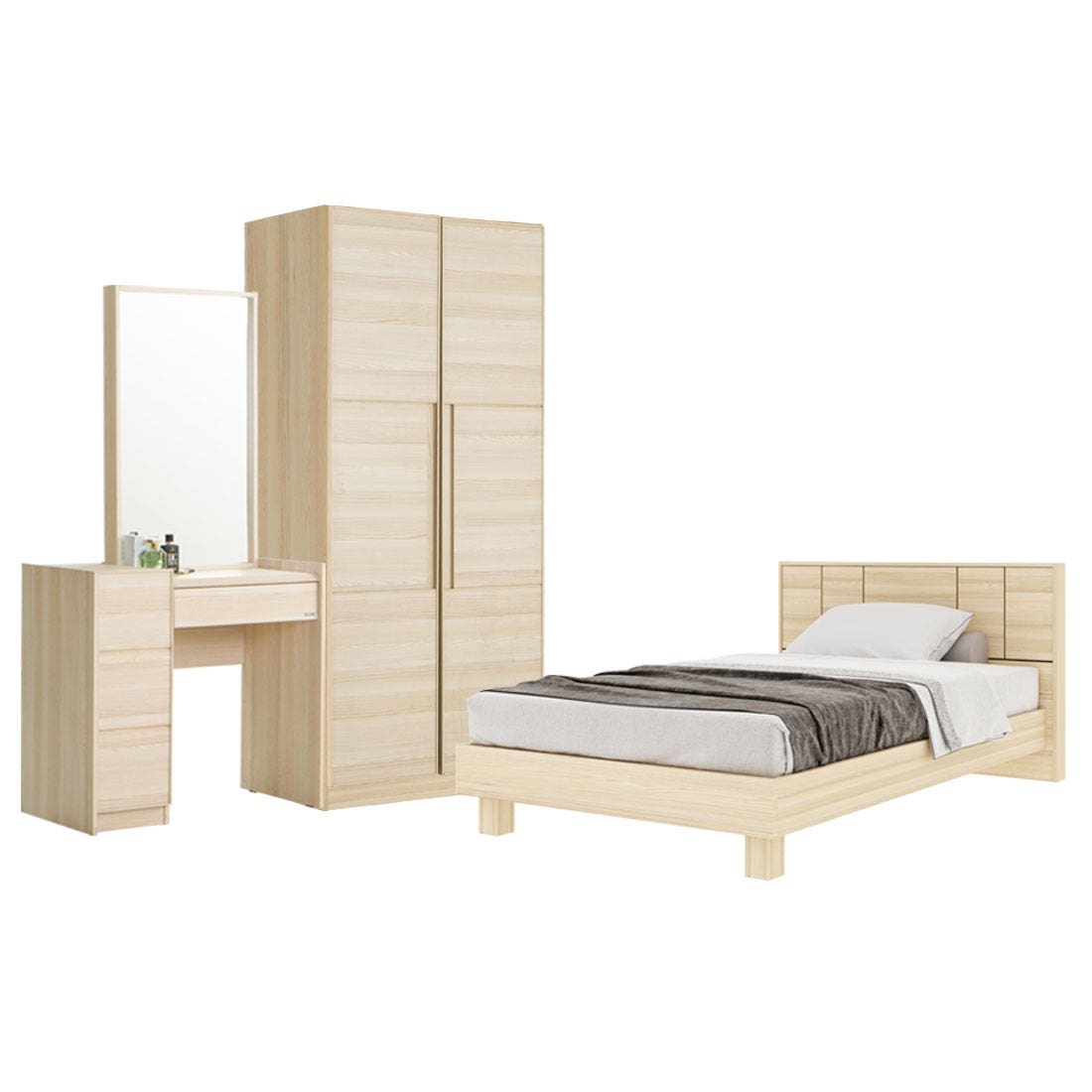 Bedroom Set 3.5' Hakone & WD 90 Light Wood