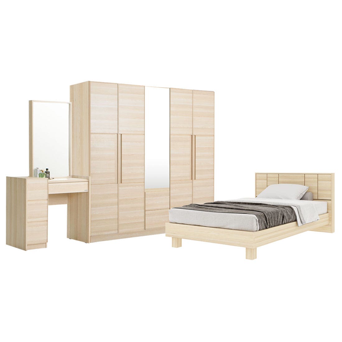 Bedroom Set 3.5' Hakone & WD 200 Light Wood