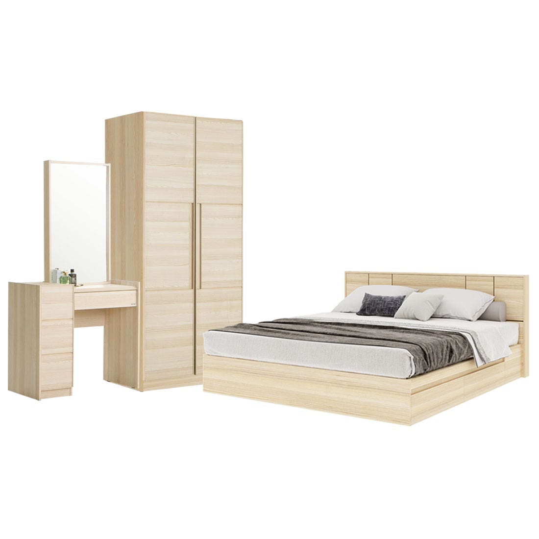 Bedroom Set 5' Hakone & WD90 Light Wood