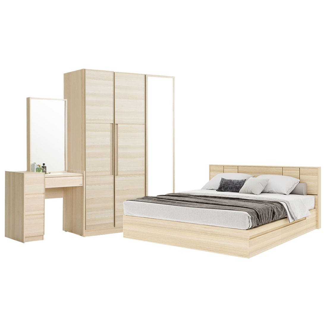 Bedroom Set 5' Hakone & WD134 Light Wood