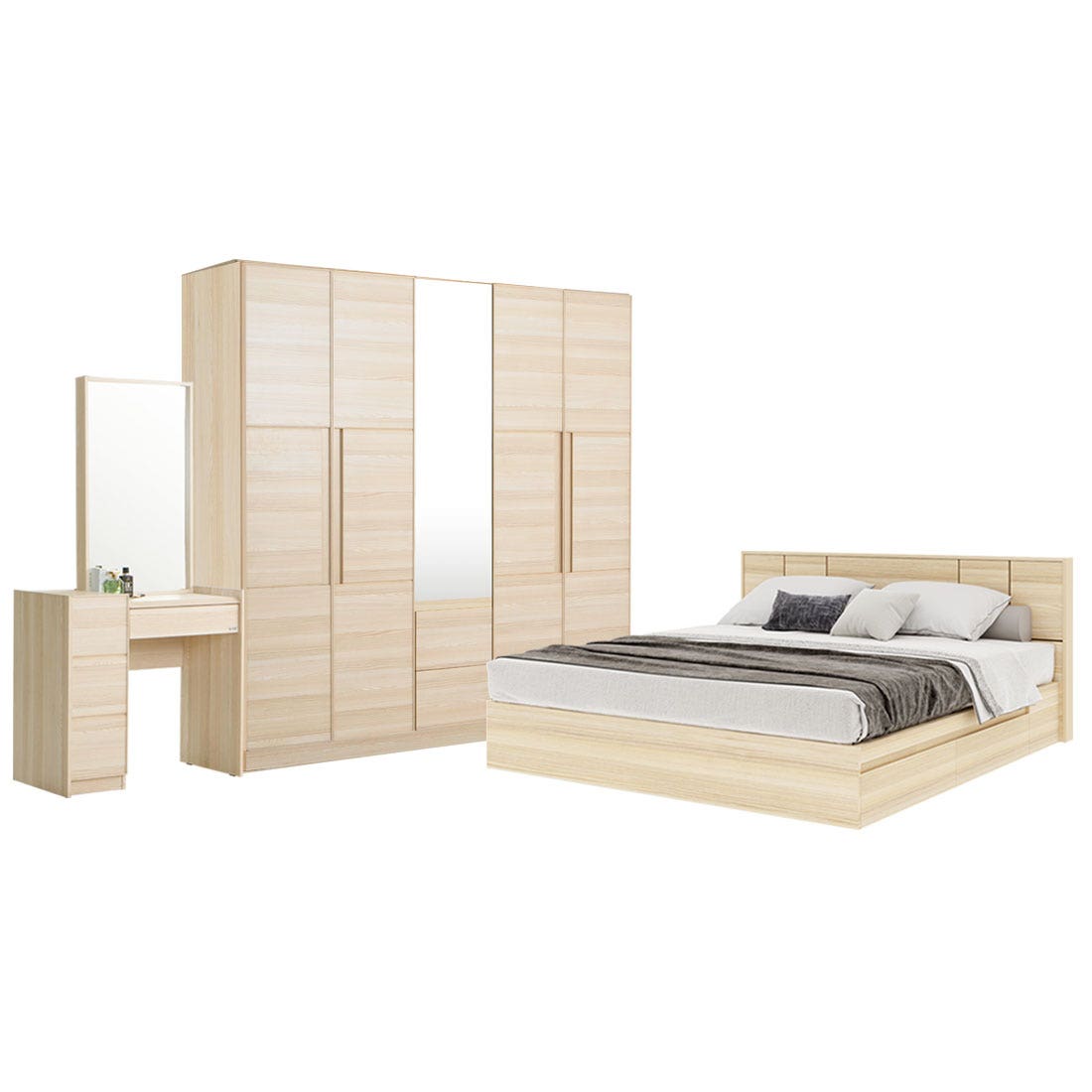 Bedroom Set 5' Hakone & WD 200 Light Wood