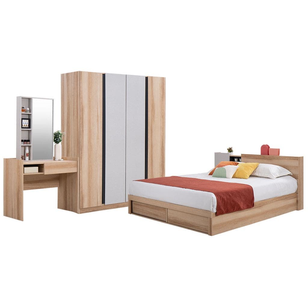 Bedroom Sets Mavis 5' & WD160 Light Wood Light Wood