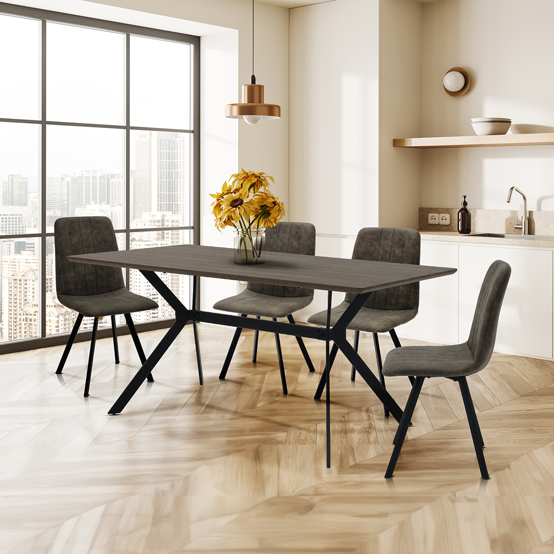 Dining Sets Nice-A & Nice-B x4 Dark Wood Dark Wood Dark Wood